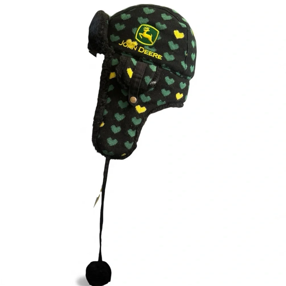 John‎ Deere Kids Winter Hat Green YellowHearts One Size Fits Most Youth Girls